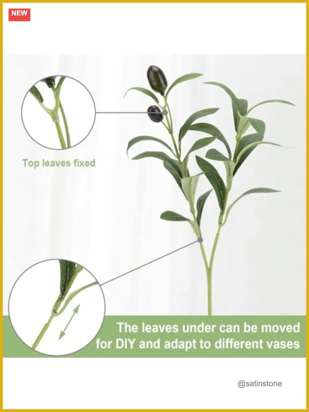Artificial Olive Branch Stems Faux Greenery for Vases Home Decor